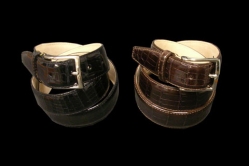 belt in real crocodile - COLOR: shiny black / dark brown